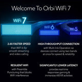 Netgear BE27000 Mesh WiFi System (RBE973S) Orbi Series Quad-Band WiFi 7 Mesh System 3 Pack | White Edition