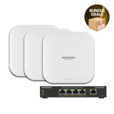 NETGEAR WiFi 6 Wireless Access Point Bundle (3x WAX214 + 1x GS305EPP)