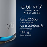 Netgear Orbi 970 Series Quad-Band WiFi 7 Mesh Add-on Satellite BE27000 (RBE970) | White Edition