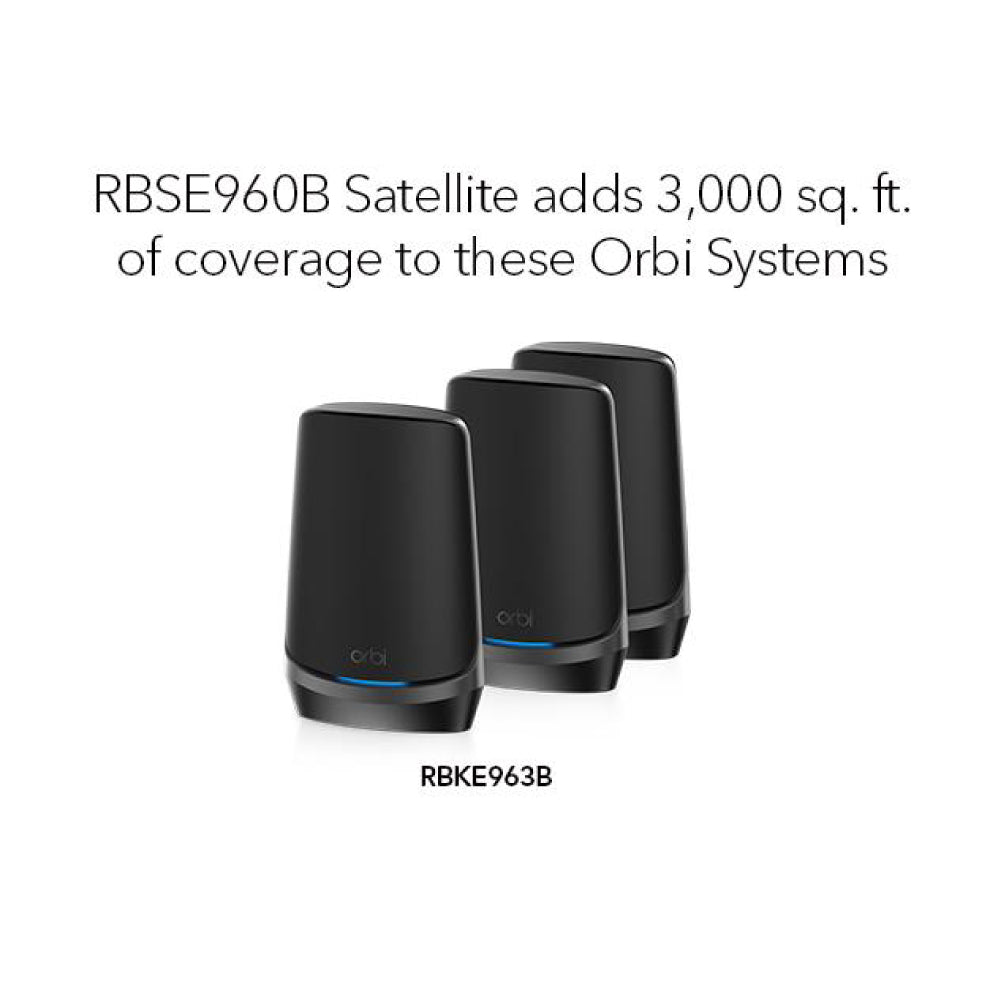 Netgear Orbi RBSE960B AXE11000 Quad-Band WiFi 6E Mesh Add-on Satellite Black Edition