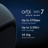 Orbi 970 Quad-Band WiFi 7 Mesh Add-on Satellite - BE27000 27Gbps - Black (RBE970B)