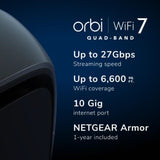 Orbi 970 Quad-Band WiFi 7 Mesh System - BE27000 27Gbps - 2-Pack - Black (RBE972SB)