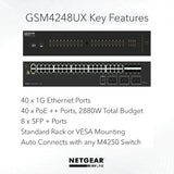 NETGEAR GSM4248UX 40x1G PoE++ 2,880W and 8xSFP+ Managed Switch