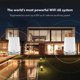 Netgear RBKE962 Orbi Quad-Band AXE11000 Wifi 6E Ultra Performance Mesh System - Wifi 6E Router & 1 Satellite with 10 Gig | 2x 2.5 Gig | 6x 1 Gig | Coverage up to 6000 sqft | White Edition