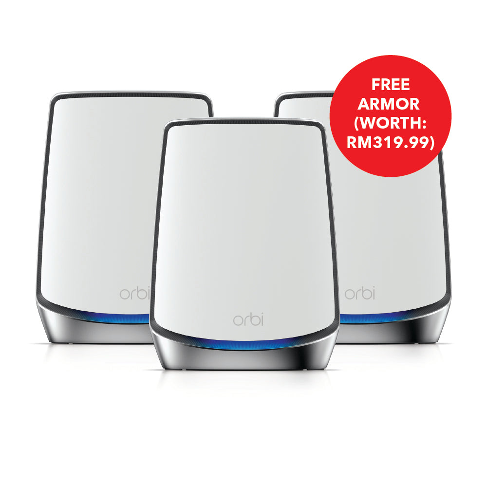 Orbi WiFi-6 Ultra-Performance Tri-Band Mesh WiFi System - AX6000 (1 Router + 2 Satellites) (RBK853)