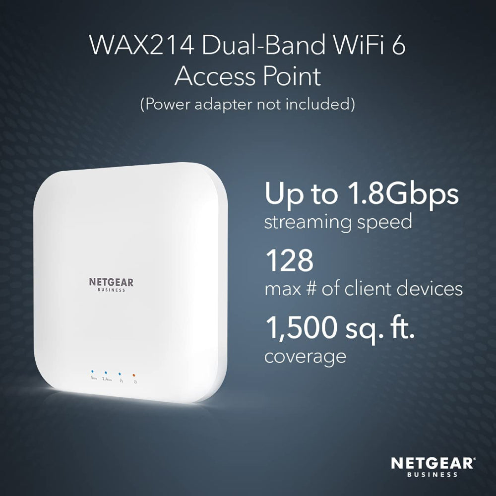 Netgear WAX214 Wireless Access Point - WiFi 6 Dual-Band AX1800 Speed