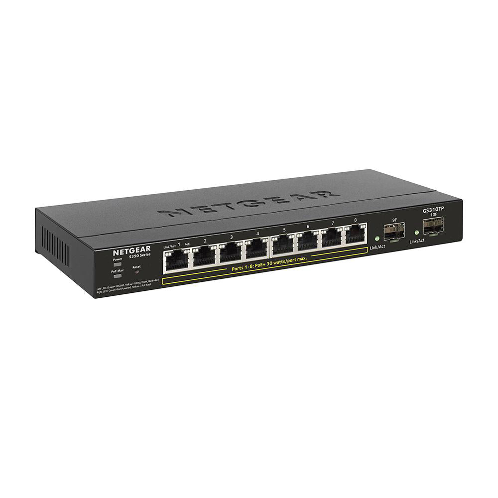Netgear GS310TP 8-Port Gigabit Ethernet PoE+ Smart Managed Pro Switch with 2 Dedicated SFP Ports (55W)