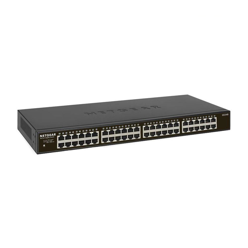 Netgear 48-Port Gigabit Ethernet Unmanaged Switch (GS348) - Desktop/Rackmount, Fanless Housing for Quiet Operation