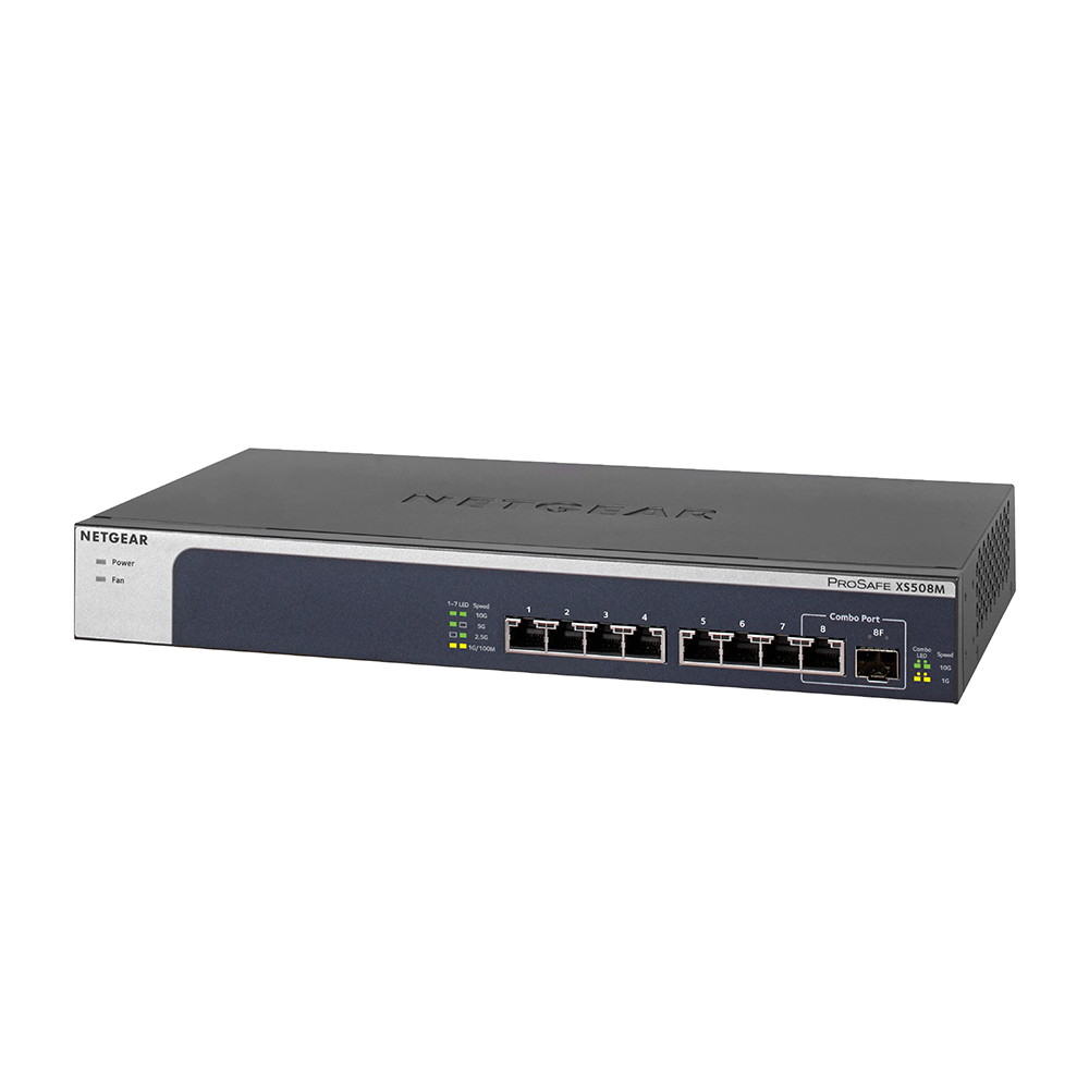 Netgear 8-Port 10G Multi-Gigabit Ethernet Unmanaged Switch (XS508M) - with 1 x 10G SFP+, Desktop/Rackmount, and ProSAFE Limited Lifetime Protection