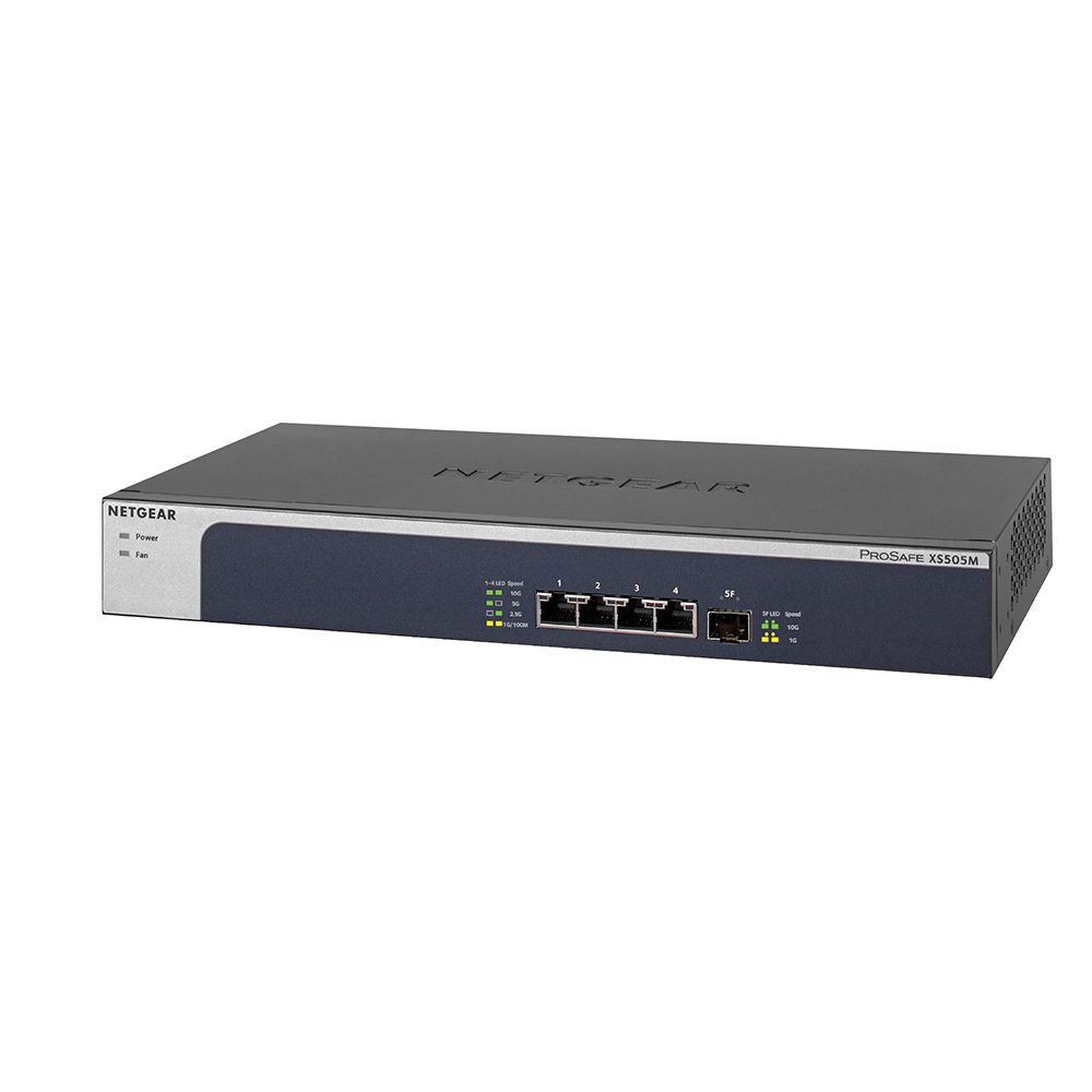 Netgear 5-Port 10G Multi-Gigabit Ethernet Unmanaged Switch (XS505M) - with 1 x 10G SFP+, Desktop/Rackmount, and ProSAFE Limited Lifetime Protection 