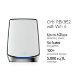 Orbi WiFi-6 Ultra-Performance Tri-Band Mesh WiFi System - AX6000 (1 Router + 1 Satellite) (RBK852)