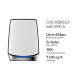 Orbi WiFi-6 Ultra-Performance Tri-Band Mesh WiFi System - AX6000 (1 Router + 2 Satellites) (RBK853)