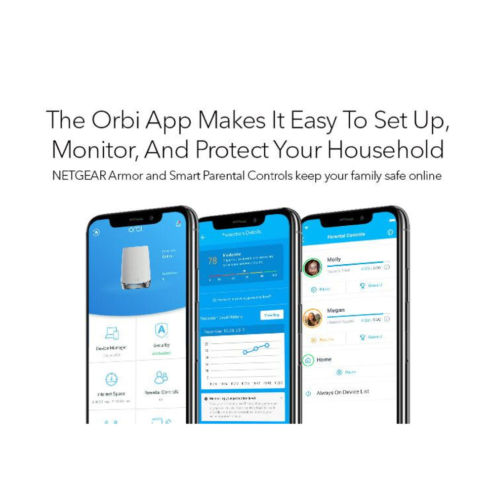 Orbi WiFi-6 High-Performance Tri-Band Mesh WiFi System - AX4200 (1 Router + 1 Satellite) (RBK752)